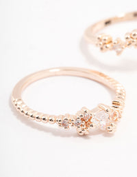 Rose Gold Plated Floral Stone Stacking Ring Pack - link has visual effect only