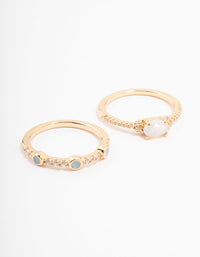 Gold Plated Oval Bezel Stacking Rings - link has visual effect only