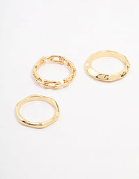 Gold Plated Chain Link Stacking Ring 3-Pack - link has visual effect only