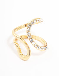 Gold Plated Diamante Trail Swirl Ring - link has visual effect only