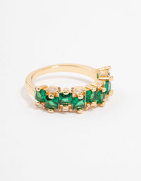 Gold Plated Staggered Emerald Band Ring - link has visual effect only