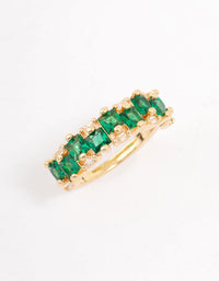 Gold Plated Staggered Emerald Band Ring - link has visual effect only