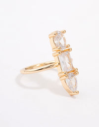 Gold Plated Linear Cubic Zirconia Row Ring - link has visual effect only