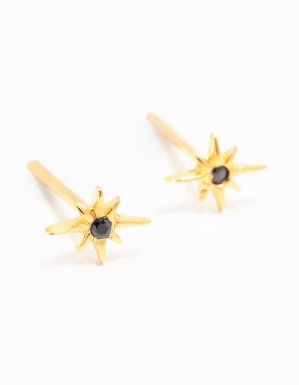 Gold Plated Sterling Silver Mini Starburst Stud Earrings