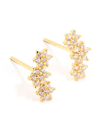 Gold Plated Sterling Silver Cubic Zirconia Flower Trio Stud Earrings - link has visual effect only