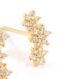 Gold Plated Sterling Silver Cubic Zirconia Flower Trio Stud Earrings - link has visual effect only