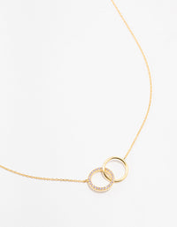 Gold Plated Sterling Silver Pave Link Hoop Necklace - link has visual effect only