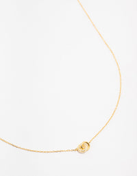 Gold Plated Sterling Silver Pave Link Extra Small Hoop Necklace - link has visual effect only