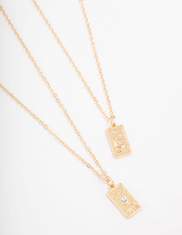 Gold Celestial Tag Pendant Necklace Pack