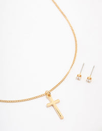 Gold Plated Cross Classic Jewellery Set - link has visual effect only