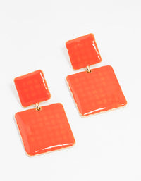 Gold Plated Square 2 Row Drop Earrings - link has visual effect only