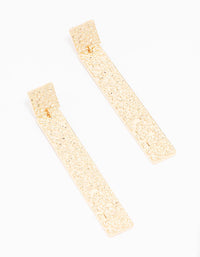 Gold Textured Rectangular Drop Earrings - link has visual effect only