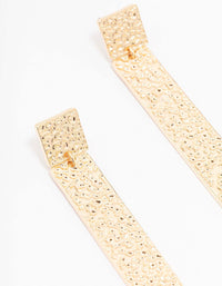 Gold Textured Rectangular Drop Earrings - link has visual effect only