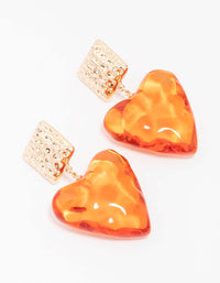 Orange Acrylic Heart Drop Earrings - link has visual effect only