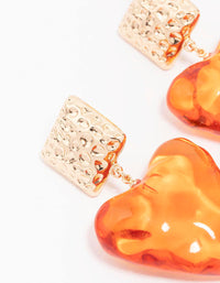 Orange Acrylic Heart Drop Earrings - link has visual effect only