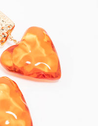 Orange Acrylic Heart Drop Earrings - link has visual effect only