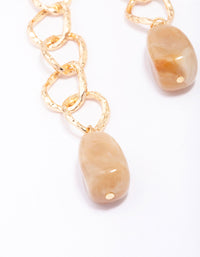 Gold Link Chain Drop Earrings - link has visual effect only