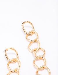 Gold Link Chain Drop Earrings - link has visual effect only