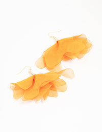 Orange Fabric Layered Petal Drop Earrings - link has visual effect only