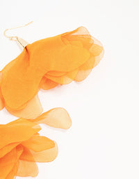 Orange Fabric Layered Petal Drop Earrings - link has visual effect only