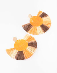 Yellow & Brown Ombre Raffia Large Drop Earrings - link has visual effect only