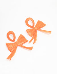 Orange Large Bow Stud Drop Earrings - link has visual effect only