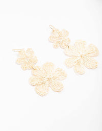 Cream Raffia Double Flower Drop Earrings - link has visual effect only