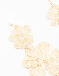 Cream Raffia Double Flower Drop Earrings - link has visual effect only