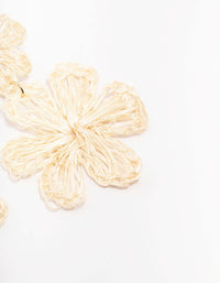 Cream Raffia Double Flower Drop Earrings - link has visual effect only