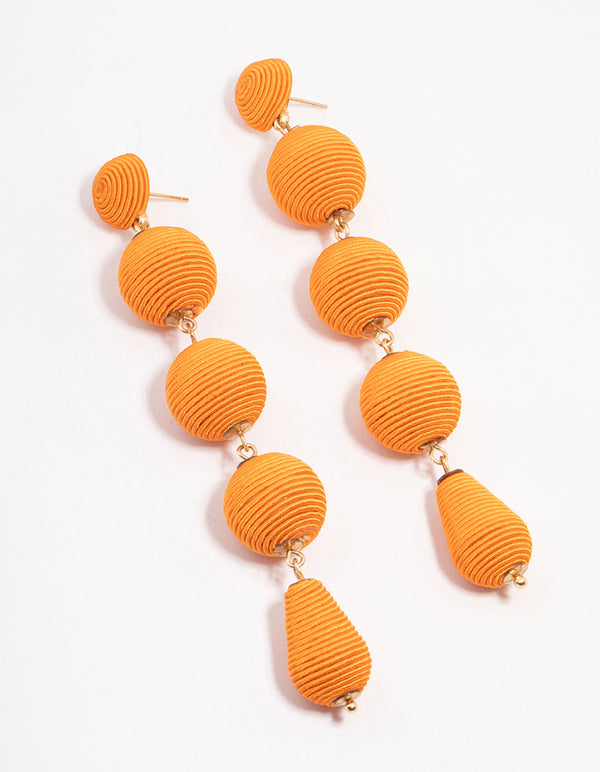 Orange Raffia Graduating Ball Drop Earrings