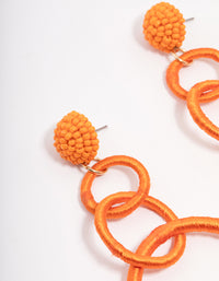 Orange Raffia Textured Circular Drop Earrings - link has visual effect only