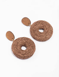 Brown Raffia Large Donut Drop Earrings - link has visual effect only