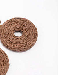 Brown Raffia Large Donut Drop Earrings - link has visual effect only