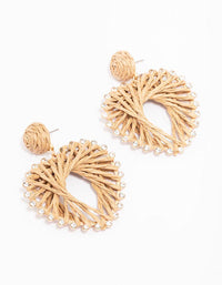 Neutral Raffia Heart Drop Earrings - link has visual effect only