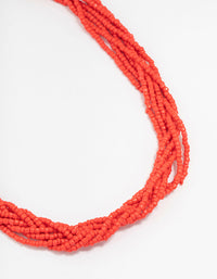 Red Beaded Twisted Layered Necklace - link has visual effect only