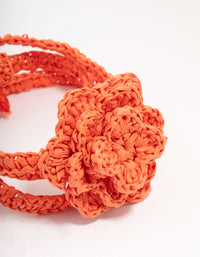 Orange Raffia Flower Choker Necklace - link has visual effect only