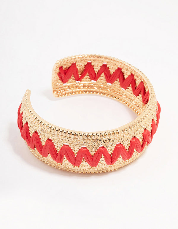 Natural Raffia Textured Wrist Cuff