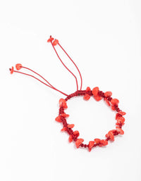 Red Mixed Bead Adjustable Cord Bracelet - link has visual effect only