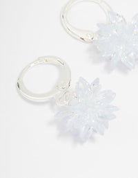 Silver Cubic Zirconia Spike Flower Huggie Hoop Earrings - link has visual effect only