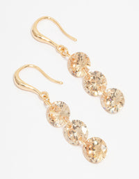 Gold Cubic Zirconia Triple Row Hook Earrings - link has visual effect only