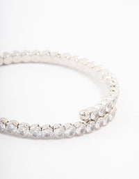 Rhodium Cubic Zirconia Round Stone Bracelet - link has visual effect only