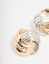 Two-Toned Swirling Knotted Stud Earrings - link has visual effect only