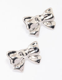 Silver Molten Bow Stud Earrings - link has visual effect only