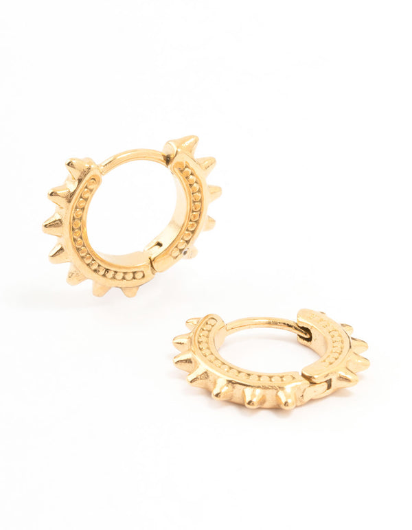 Gold Plated Surgical Steel Spikey Hoop Earrings