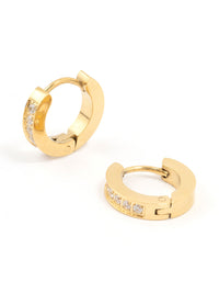 Gold Plated Surgical Steel Classic Cubic Zirconia Hoop Earrings - link has visual effect only