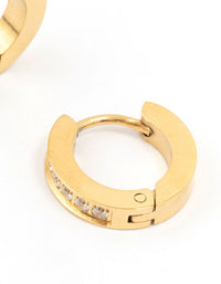 Gold Plated Surgical Steel Classic Cubic Zirconia Hoop Earrings - link has visual effect only