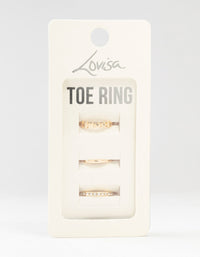 Gold Straight & Crystal Toe Rings 3-Pack - link has visual effect only