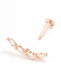 Rose Gold Plated Surgical Steel Marquise Weave Flat Back - link has visual effect only