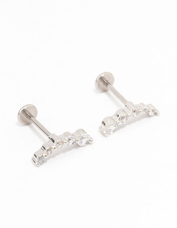 Surgical Steel Cubic Zirconia Large Crawler Flat Back 2-Pack