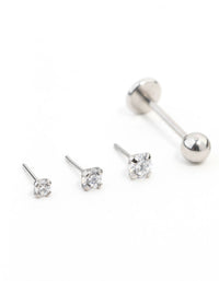 Surgical Steel Stone Flat Back Earrings 6-Pack - link has visual effect only